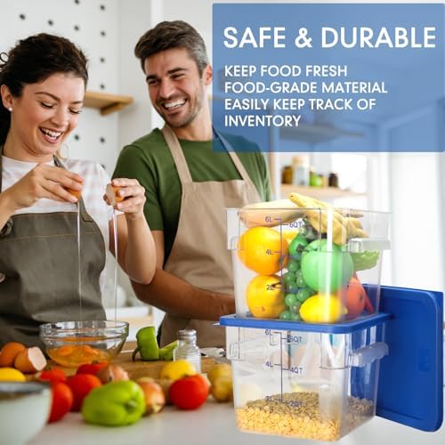 Lallisa 8 Pack 6 Qt Commercial Food Storage Containers with Lids