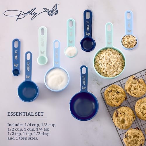 Dolly Parton Measuring Cups and Spoons Set, Blue with Butterfly