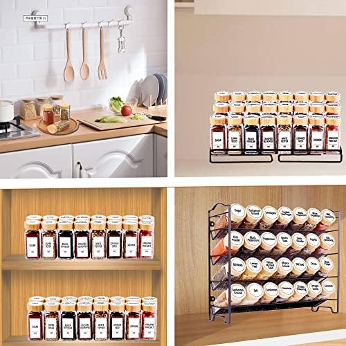 SWOMMOLY 24 Pcs Spice Jars with Labels, 4 oz Glass Jars with Bamboo