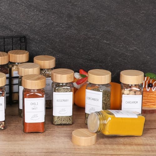 4oz Glass Spice Jars with Bamboo Lids, 36 Pack Square Seasoning