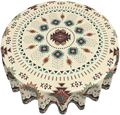 Giwawa Aztec Southwestern Round Tablecloth 60" Ethnic Tribal Geometric