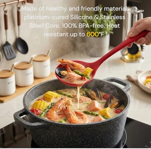 Skimmer Slotted Spoon 2PC Set, Heat Resistant 600 °F Slotted ladle