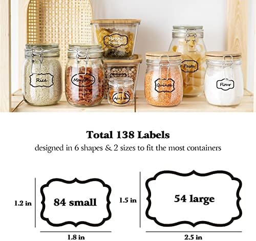 Kitchen Pantry Food Containers Clear Labels with Black Border, 138