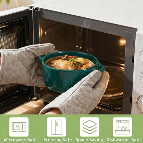 4 Pack Mini Cocotte Set, 16 oz Small Durable Soup Pot, Dark Green