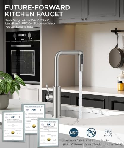 FORIOUS Waterfall Kitchen Faucet, Brushed Nickel