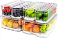SMRCAD 6 Pack Clear Fridge Organizer Bins with Drain Trays - Stackable