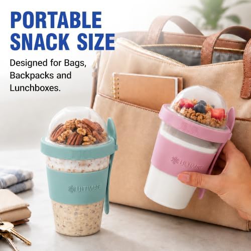Ultimate Yogurt Parfait Cups with Lids and Spoon, 4 Pack, 20 oz (16+4)