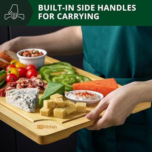 Big Kitchen 3-Piece Bamboo Cutting Board for Kitchen Butcher Block for