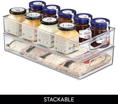 iDesign Stackable Clear Plastic Extra Long Pantry Organizers