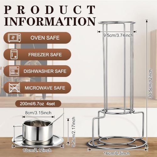 4 Pack Stainless Steel Coffee Cup Set 6 oz, 200 ml