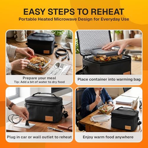 FORABEST Portable Electric Lunch Box, Black