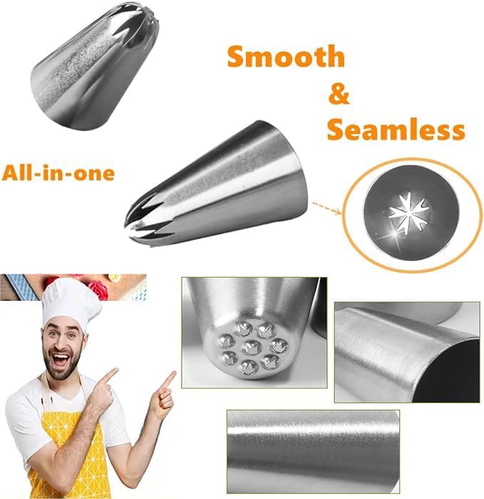 25 Pcs Extra Large Piping Tip Set, Stainless Steel Frosting Piping