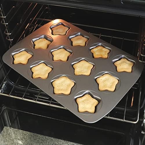 PME Non Stick 12 Cup Mini Star Pan, Carbon Steel