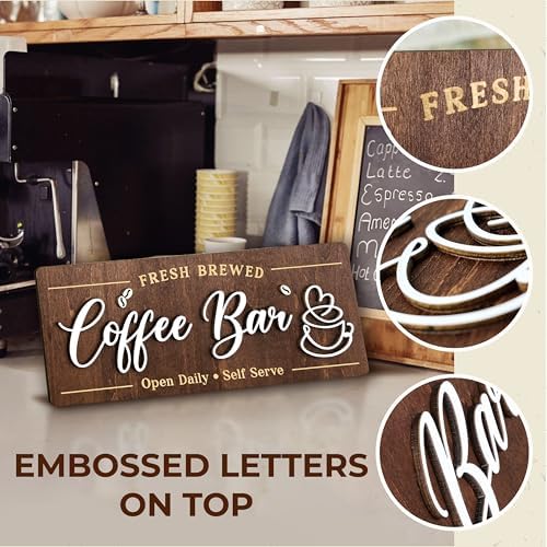 Coffee Bar Sign for Wall, Vintage Cafe Station Signs for Coffee Bar