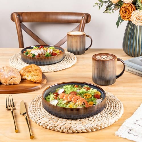 theterra Ceramic Coffee Mugs Set of 6, 14.2 oz Coffee Cups with Handle
