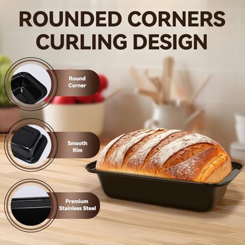 Yoehka 6 Pack Bread Pan Set, Non-Stick 8×4 Carbon Steel Loaf Pans