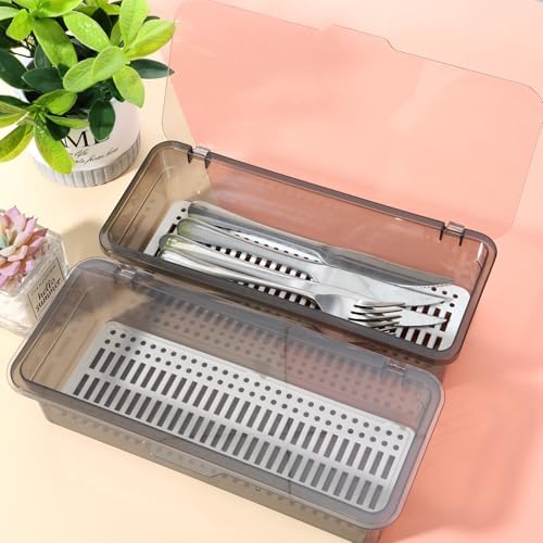 Rainmae 3Pcs Flatware Tray with Lid and Drainer