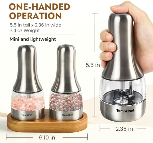 Electric Salt and Pepper Grinder Set, USB-C Rechargeable