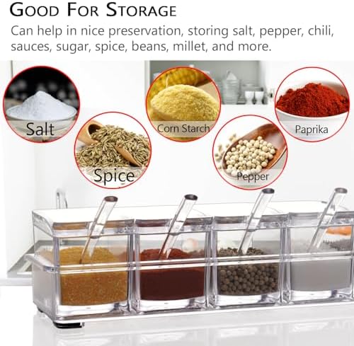 Clear Seasoning Box,V-Resourcing 4 Pieces Clear Seasoning Storage
