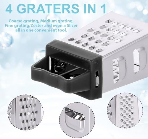 12 Pcs Mini Cheese Grater Stainless Steel Box Grater with 4 Sides