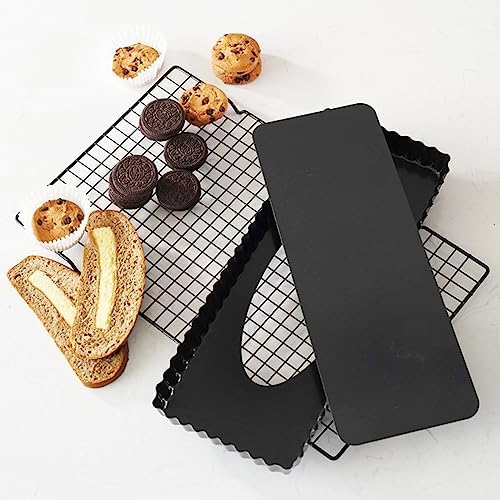 Tosnail 2 Pack 14" x 5.75" Non-Stick Quiche Pan Tart Pan with