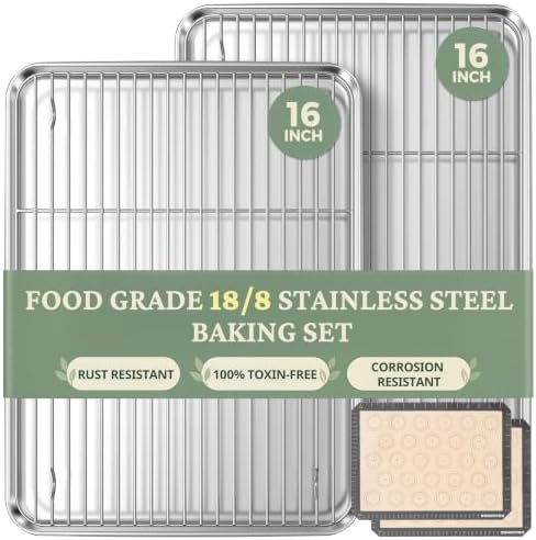 BRONYPRO 18/8 Stainless Steel Baking Sheet Set