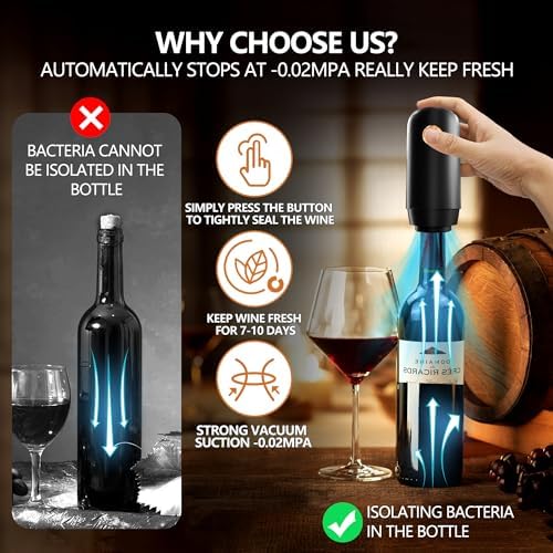 Electric Wine Saver Pump, Automatic Rechargeable Wine Preserver