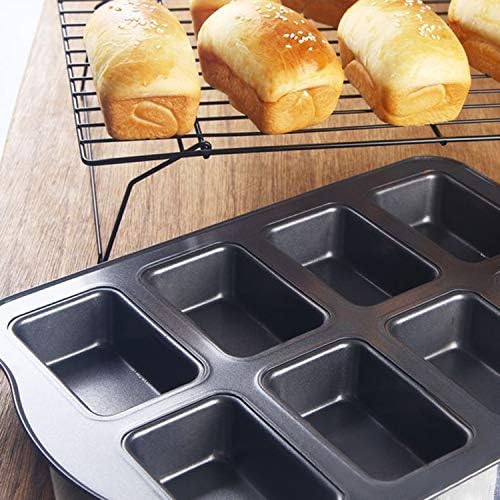 Beasea Mini Loaf Pan 8 Cavity, Nonstick Bakeware Square Bread Pan