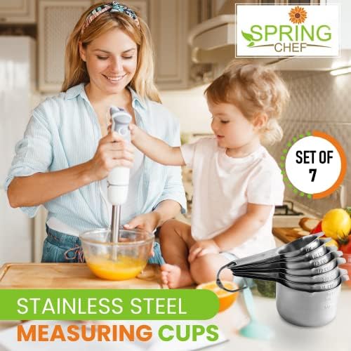 Spring Chef Stainless Steel Magnetic Measuring Spoons Set of 8, Black