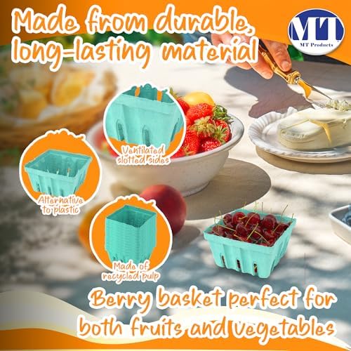 MT Products Green Berry Basket 1 Pint - Molded Pulp Fiber Vented