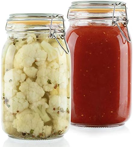 Glass Jars with Airtight Lids 50 oz [Set of 2]