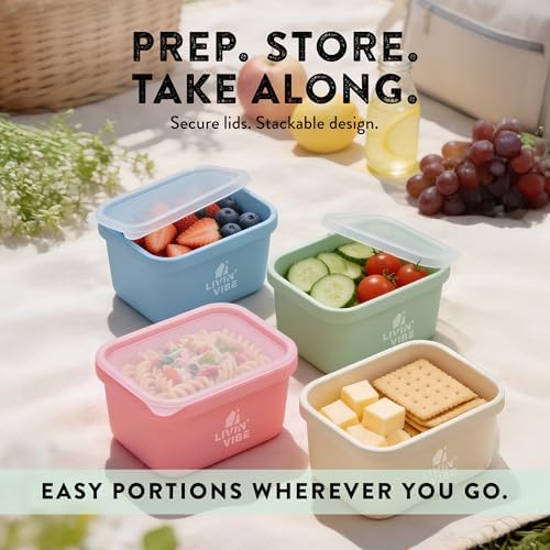 Silicone Freezer Trays with Lids, 4 Pack, 8.45 fl oz (250 ml) Each