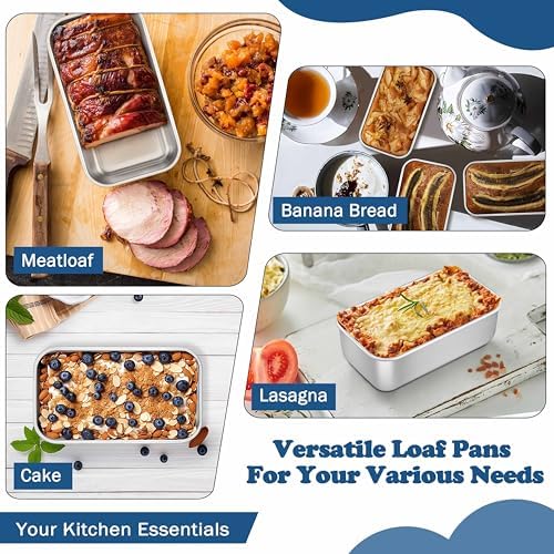 TeamFar Mini Loaf Pan, 3 PCS Stainless Steel Loaf Pans for Baking