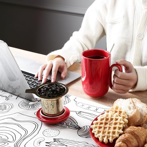 vicrays Ceramic Tea Mug Infuser - Large Cup 16 oz Hot Loose Steeping