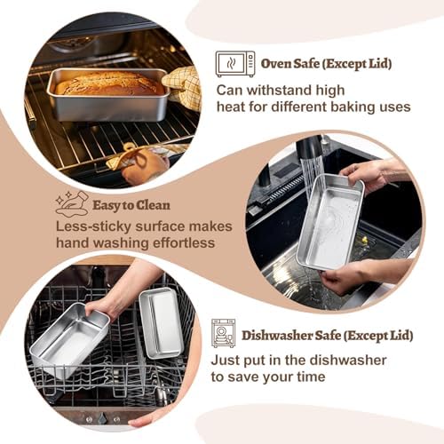 TeamFar Loaf Pan for Baking Bread, 9 x 5 Inch Bread Pan with Lid, Set