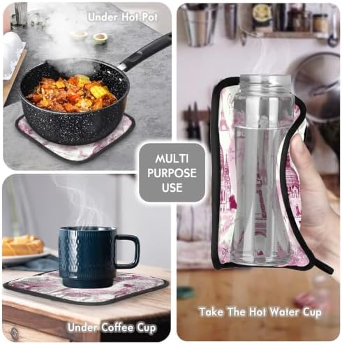 Pink Eiffel Towel Oven Mitts and Pot Holders BBQ Gloves