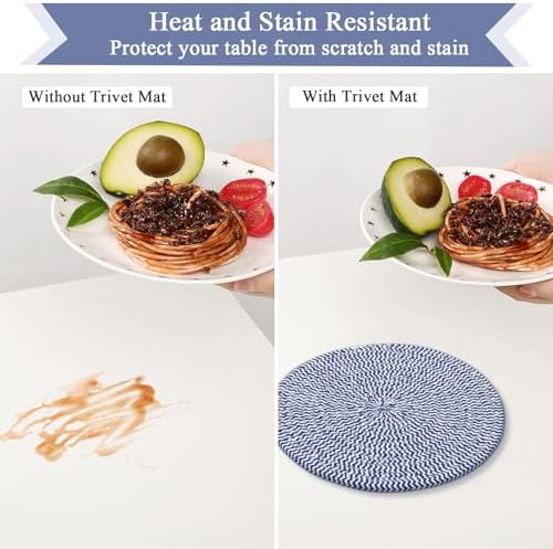 SHACOS 8 Inches Trivets for Hot Dishes, 4 Pieces Cotton Trivets Mats