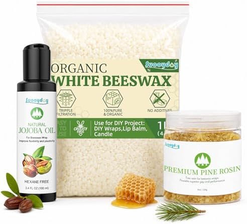 Suooydoy Beeswax Wrap DIY Kit, 1 lb White Beeswax Pellets