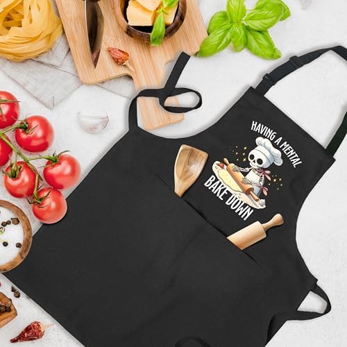 Funny Skeleton Baker Baking Apron with Pockets, Baking Lovers Bread
