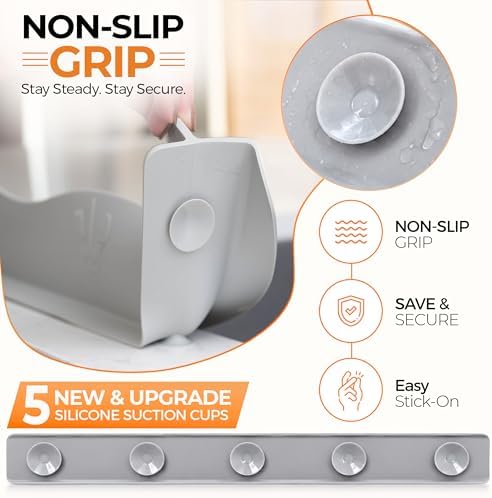 MACMED Silicone Sink Splash Guard with Sponge Holder for Kitchen