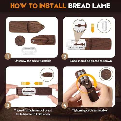 Magnetic Bread Lame Dough Scoring Tool,Lame Bread Tool with Turntable