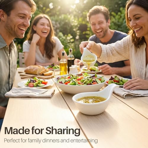 Flexzion Small Dipping Bowls with Handles, Ceramic White, 3 oz, 6-Pack