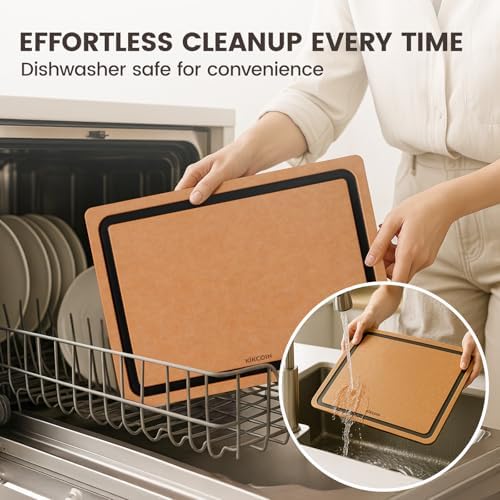 Kikcoin Wood Cutting Board Set of 3, Cutting Boards for Kitchen with