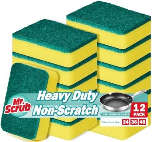 Mr. Scrub Sponges Kitchen Scrub Dish Sponge, 12 Pack