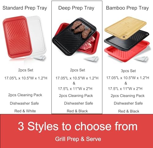 KAQAHIDO Grilling Deep Prep and Serve Trays, BBQ Platter for Raw Meat