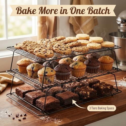 Cooling Racks for Baking, 3-Tier Stackable Stainless Steel Wire