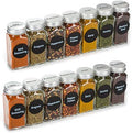 6oz, BEST VALUE 14 Large Glass Spice Jars includes pre-printed 126