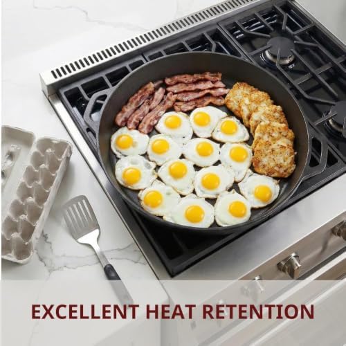 Extra Large Pre-Seasoned 17 Inch Cast Iron Skillet With Lid, Double Handle
