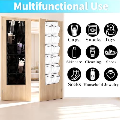 2-Pack Over The Door Water Bottle Organizer, 12 Pockets Each, Dual