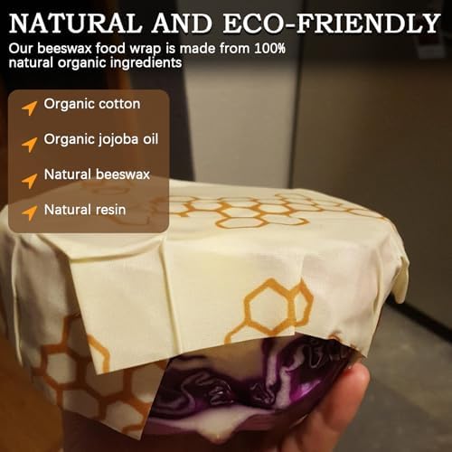 Reusable Beeswax Wrap 3 Pack (S, M, L) Beeswax Wraps for Food